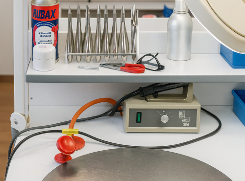 Equipamiento de laboratorio dental: instrumental y calentador para aparatología de ortodoncia